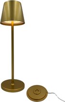 DreamGoods Oplaadbare Tafellamp - 5200mAh - voor Binnen & Buiten - met Oplaadstation - Draadloos & Oplaadbaar - Dimbaar - Touch Bediening - Tafellamp op Batterijen - Accu - Decoratie Woonkamer, Slaapkamer & Tuin - Industrieel - Goud
