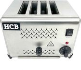 HCB® - Professionele Horeca Broodrooster - 4 sneden - 230V - RVS / INOX - 31x21x22 cm (BxDxH) - 12 kg