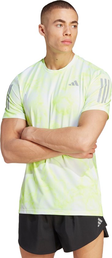 adidas Performance Own the Run Allover Print T-shirt - Heren - Wit- S
