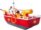 Simba 109252580 Brandweerman Sam Titan Fireboat, jouable sur terre et dans l'eau, avec 2 canons à eau différents, avec figurine, accessoires, 32 cm, à partir de 3 ans, rouge