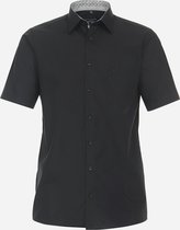 CASA MODA comfort fit overhemd - korte mouw - popeline - zwart - Strijkvrij - Boordmaat: 47