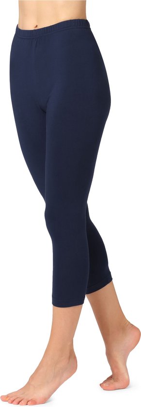 Bellivalini BLV-BLV50-156-LE Dames Capri Leggings - Sport - Vrijetijdsbroek - 3/4 Lengte - Katoen - Sporbroek - Yogabroek - Marineblauw - XL