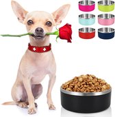 Bastix - Roestvrijstalen hondenvoerbak voor voedsel en water, antislip hondenbak met rubberen basis voor middelgrote en grote honden (1,2 l, zwart)