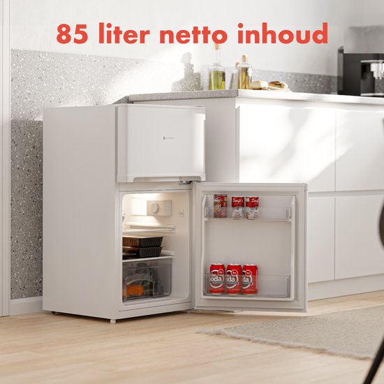 KitchenBrothers Koelkast - 61L Koelvak - 24L Vriesvak - IJskast - Koelvriescombinatie - Frigo - Vrijstaand - Wit van KitchenBrothers — afbeelding 4