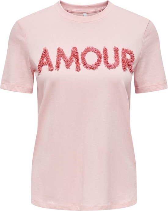 Only T-shirt Onllucia Life Reg S/s Slit Top Box 15324070 Candy Pink/amour Dames Maat - M