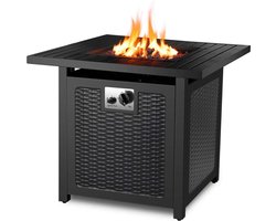 Terrashaard - vuurkorf - heater - terraskachel - vuurtafel voor buiten - terrashaard gas -71 x 71 cm - gashaard met waterdichte beschermhoes en lavasteen - Gas haard