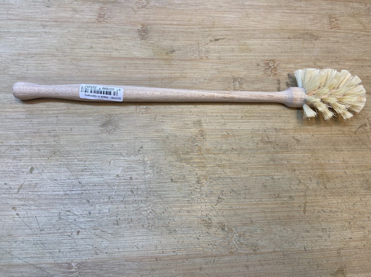 Drinkflessenborstel voor het reinigen van drinkflessen hout met fiber vezels 35 cm