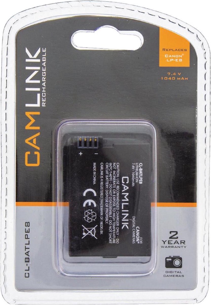 CamLink CL-BATLPE8 Lithium-Ion 1040mAh 7.4V oplaadbare batterij/accu