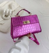 Crossbody tas (roze/paars) schoudertas met krokodillen patroon en draaislot | handtas voor dames | met verstelbare/afneembare schouderband | Chique tas voor festivals, uitgaan, dagelijks gebruik | 19.5cm L X 7cm B x 13cm H | schoudertas voor dames