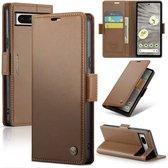 CaseMe - Hoesje geschikt voor Google Pixel 7A - Retro Wallet Book Case - Met Magnetische Sluiting - Bruin