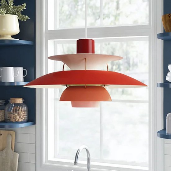 Decor Lola - Louis Poulsen inspiré - Lampe suspendue design danois - Danois - Acier - Designer - Rétro - Années 80 - Rouge