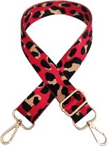 brede schouder crossbody tas riem-verstelbare handtas schouderriem-DIY vervanging-luipaardprint patroon-rood