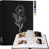 Bastix - Fotoalbum om te knutselen en te lijmen, klein linnen fotoboek, 60 witte pagina's met pergamijnverdelers, voor 9 x 13 cm, 10 x 15 cm, 13 x 18 cm foto's (zwart, 19 x 27 cm)