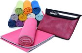 Bastix - Microvezel handdoekenset, voor sauna, fitness, sport, strandhanddoek, sporthanddoek, 8 maten, 12 kleuren, roze