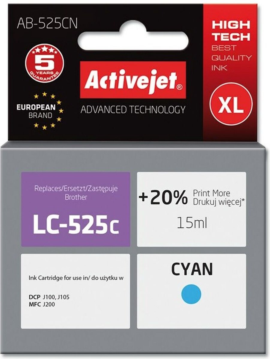 Originele inkt cartridge Activejet AB-525CN Cyaan