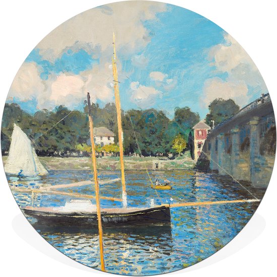 Muurcirkel / wandcirkel voor binnen | 30cm dibond (aluminium) | The Bridge at Argenteuil | Claude Monet | Incl. ophangset voor bevestiging aan de muur