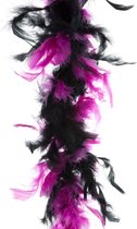Funny Fashion Carnaval verkleed boa met veren - zwart/roze - 200 cm - 45 gram - Glitter and Glamour - veel veertjes