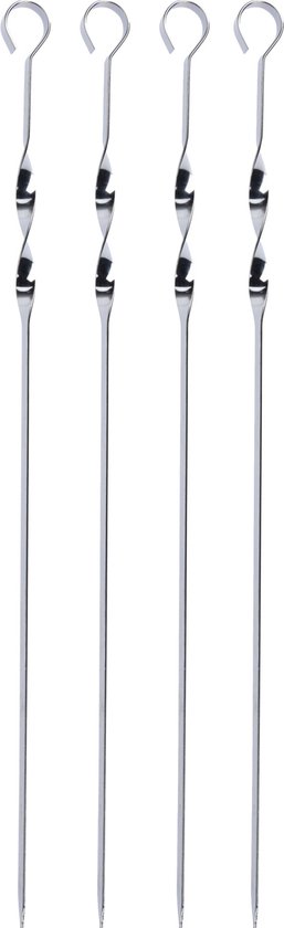 Brochettes BBQ - 8x pièces - Acier inoxydable - 38 cm - brochettes pour viande - accessoires barbecue