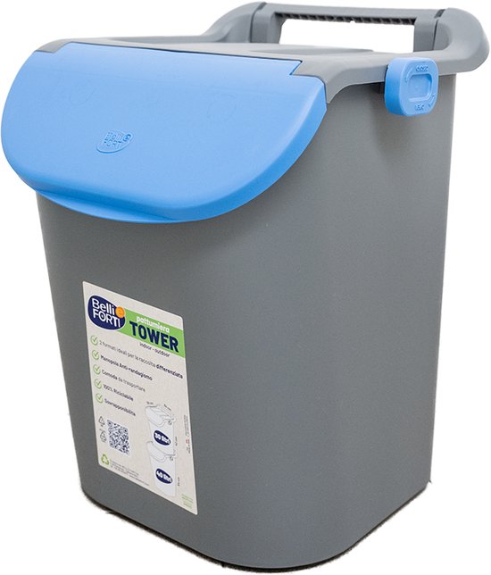 Poubelle de tri sélectif - Poubelle - Empilable - Poubelle Tower avec serrure - 30 litres - Blauw