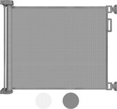 Bastix - Traphek, uittrekbaar deurbeschermingsrooster, rol, 0-140 cm, variabele wandbevestiging, beschermrooster, babybarrière, grijs