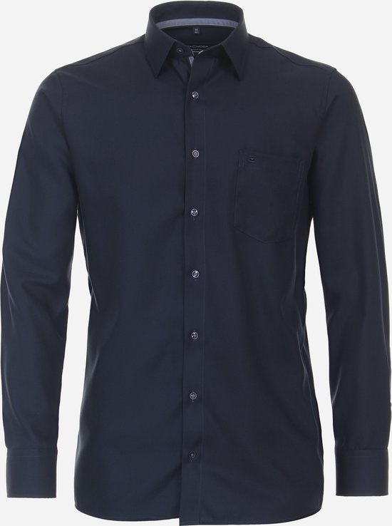 CASA MODA comfort fit overhemd - structuur - blauw - Strijkvriendelijk - Boordmaat: 44