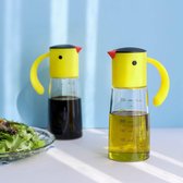 2 stks 300 ml Olijfolie Dispenser Fles Geel Vogel voor Keuken Koken, Met Automatische Cap en Stopper, Auto Flip Specerij Container