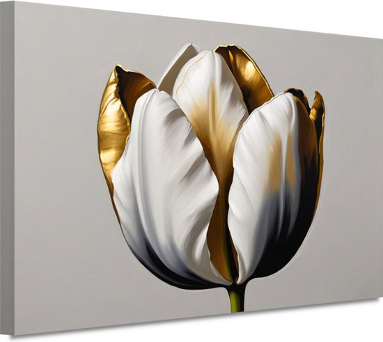 Tulp wanddecoratie - Plant portret - Canvas schilderijen Blad - Schilderij vintage - Schilderijen canvas - Wanddecoratie woonkamer 150x100 cm