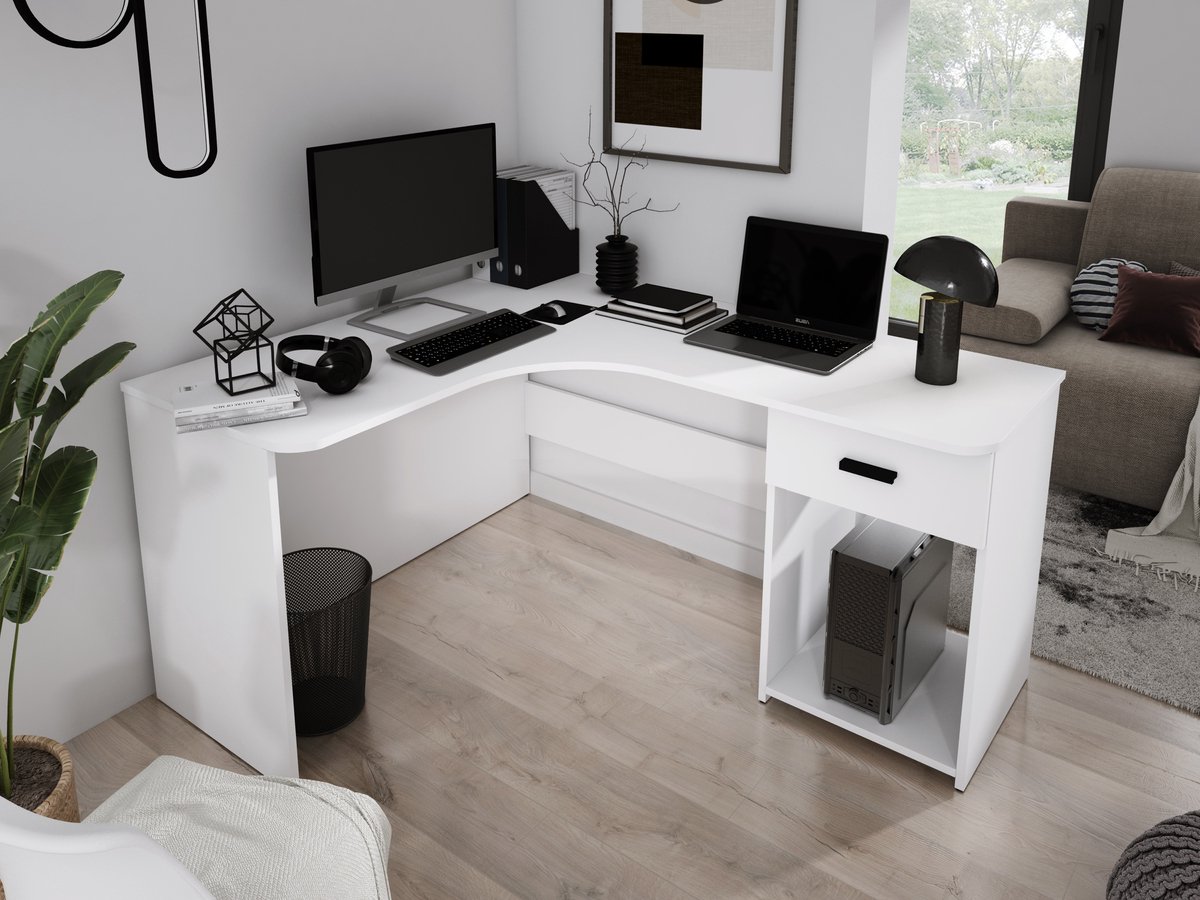 Zwart onderstel bureau hoektafel voor zelfdragend blad