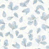Evergreen | bladeren | blauw, grijs, beige, zand | behang 0,53x10m
