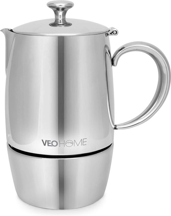 Espressomaker VeoHome 300ml RVS - Percolator inductie - Moka pot 5 kops - Robuuste, Compatibel met Alle Kookplaten