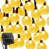 Homèlle Cordon lumineux Solar - 100 LED - 10 + 2 mètres - Blanc chaud - ø2cm - Eclairage jardin à énergie solaire - Éclairage de Noël - Éclairage extérieur - Guirlande lumineuse - Guirlande lumineuse - Cristal