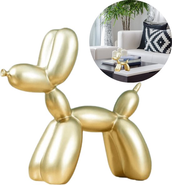 GUAPÀ® Standbeeld Hond | Hond Ballon Beeldje | Interieur Beeld | Woning Decoratie | Honden Beeldje | Kunst | Woonkamer | Slaapkamer | Buffetkast | Interieur Styling & Accessoires Decoratie Beeld | 8 cm Hondenbeeldje Goud