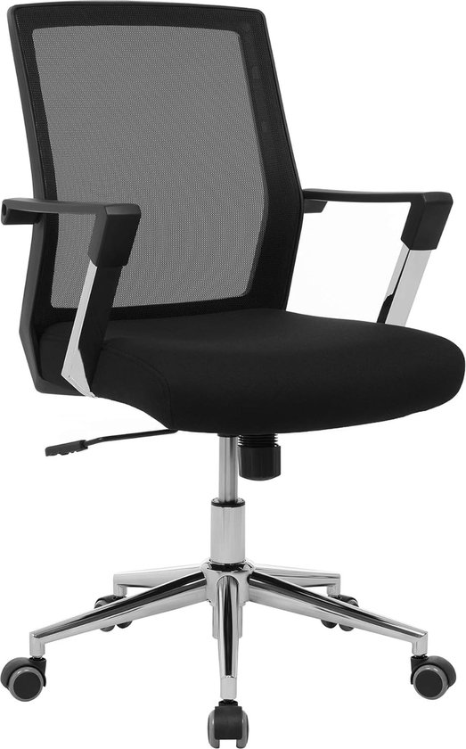 Chaise de bureau avec revêtement en maille et Design ergonomique en Zwart avec accoudoirs et appui-tête réglables, idéale pour travailler à la maison et au bureau Chaise confortable et élégante avec tissu respirant