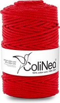 ColiNea - Corde - cordon en coton - tressé - 5mm, 100m - Rouge