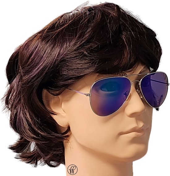 Fako Fashion® - Piloten Zonnebril - Pilotenbril - Piloot Zonnebril - Heren Zonnebril - Dames Zonnebril - Zilver - Blauw/Groen van Fako Fashion® — afbeelding 4