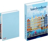 Opberg boek - Amsterdam - Blauw - Opbergbox - Opbergdoos - Decoratie woonkamer - Boeken - Nep boek - Opbergboek