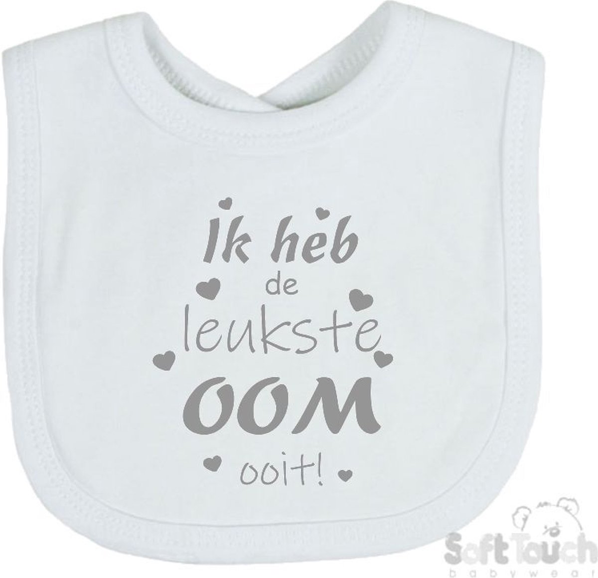Goedkoopste Soft Touch Slabber Slabbetje Slab Ik heb de leukste OOM ooit! Unisex Katoen Wit/grijs Maat 33x22 Cm