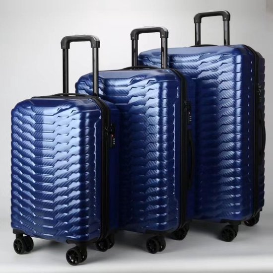 Senella Ensemble de valises de Luxe - Ensemble de valises 3 pièces - Valise de voyage à roulettes - Ensemble de valises ABS - Ensemble de valises rigides - Serrure TSA - Design de Luxe - Bleu foncé