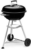 Barbecue à charbon de bois 47 centimètres | Barbecue avec couvercle | Support et Roues| Four Plein air autonome, fumoir et plaque de cuisson - Zwart