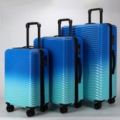 Senella Luxe kofferset - 3-delige kofferset - Reiskoffer met wielen - ABS kofferset - Hardcase kofferset - TSA slot - Luxe design - Lichtblauw/donkerblauw