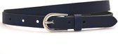 Dames Riem Leer Blauw - 2 cm Breed – Smalle Leren Dames Riem Blauw - Taillemaat 95 - Totale lengte 110 cm