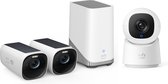 EufyCam 3 4K Draadloze Beveiligingsset - Inclusief Homebase 3 en 2 Solar Camera's + Eufy Indoor Cam C220 - Voordeelbundel