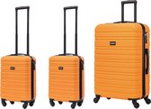 BlockTravel kofferset 3 delig ABS ruimbagage en handbagage 29 29 en 74 liter - inbouw TSA slot - oranje
