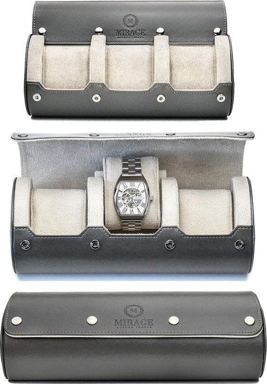 Kijkreisetui voor heren - Horlogerolopbergorganisator en display - Mirage horlogeroldoos . wit/zwart