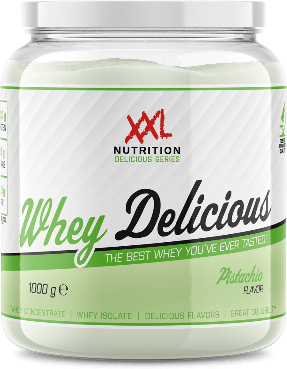 Goedkoopste XXL Nutrition - Whey Delicious - 80 Eiwit - Pistache - Wei Eiwitpoeder met BCAA & Glutamine, Proteine Poeder, Eiwit shake, Whey Protein - Diverse Smaken - 1000 gram (33 shakes