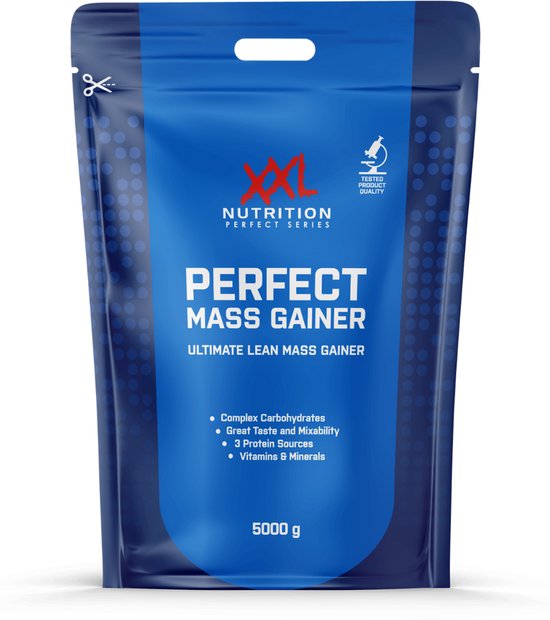 Foto: Xxl nutrition perfect mass gainer weight gainer supplement whey concentraat eiwit complexe koolhydraten en vitamines mineralen supplement diverse smaken chocolade 5000 gram 50 shakes 