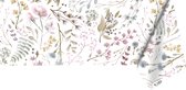 Raved Katoen Tafelzeil Wilde Bloemen  140 cm x  320 cm - Roze - Waterafstotend - Uitwasbaar