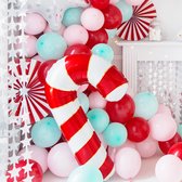 Partydeco - Folieballon zuurstok rood/ wit 50 x 82 cm