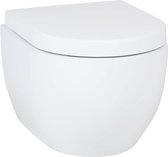 Saqu Home Compact en Randloos Hangtoilet - met Tornado Flush en Quickrelease Toiletbril - Glans Wit - WC Pot - Toiletpot - Hangend Toilet