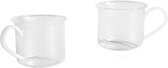 Hay - Mug borosilicate White Swirl - 200ml - lot de 2 - Handgemaakt - Verres / tasse en verre